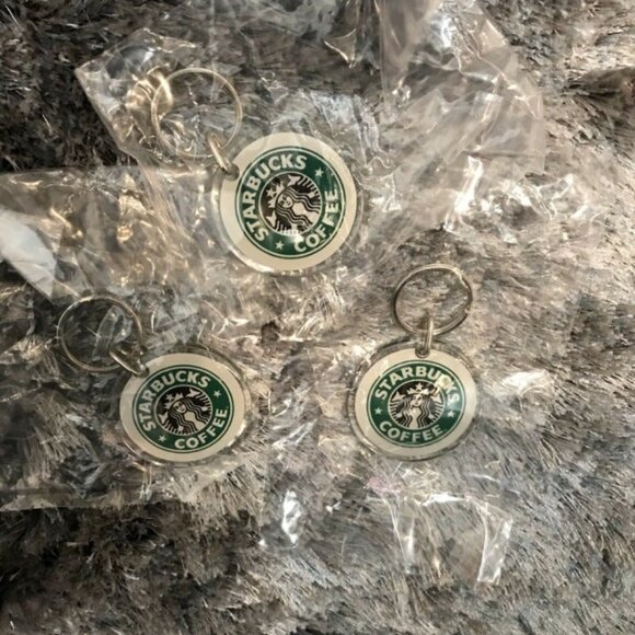 Starbucks Original Logo Keychain Lucite Pendant Fob Coffee Key Ring Vintage - Picture 9 of 9